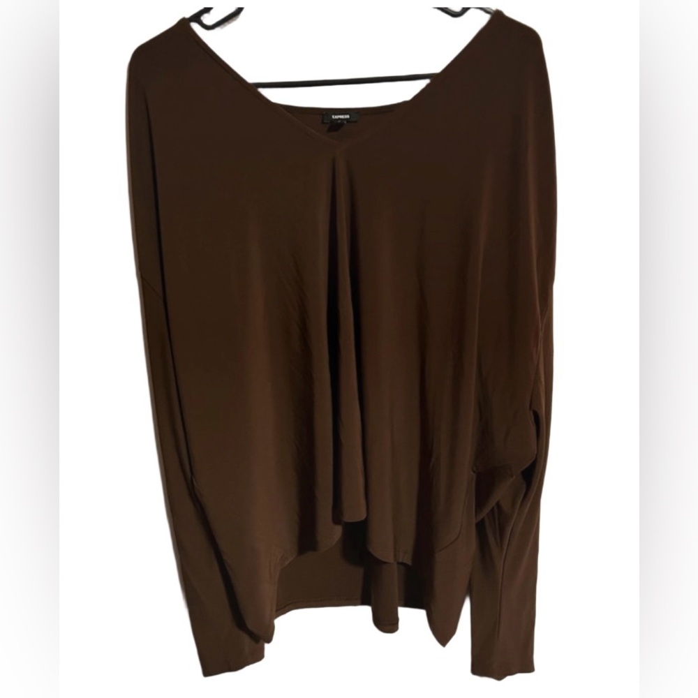 Express Plus Size Womens long sleeve Brown soft Top size 1X pre-owned